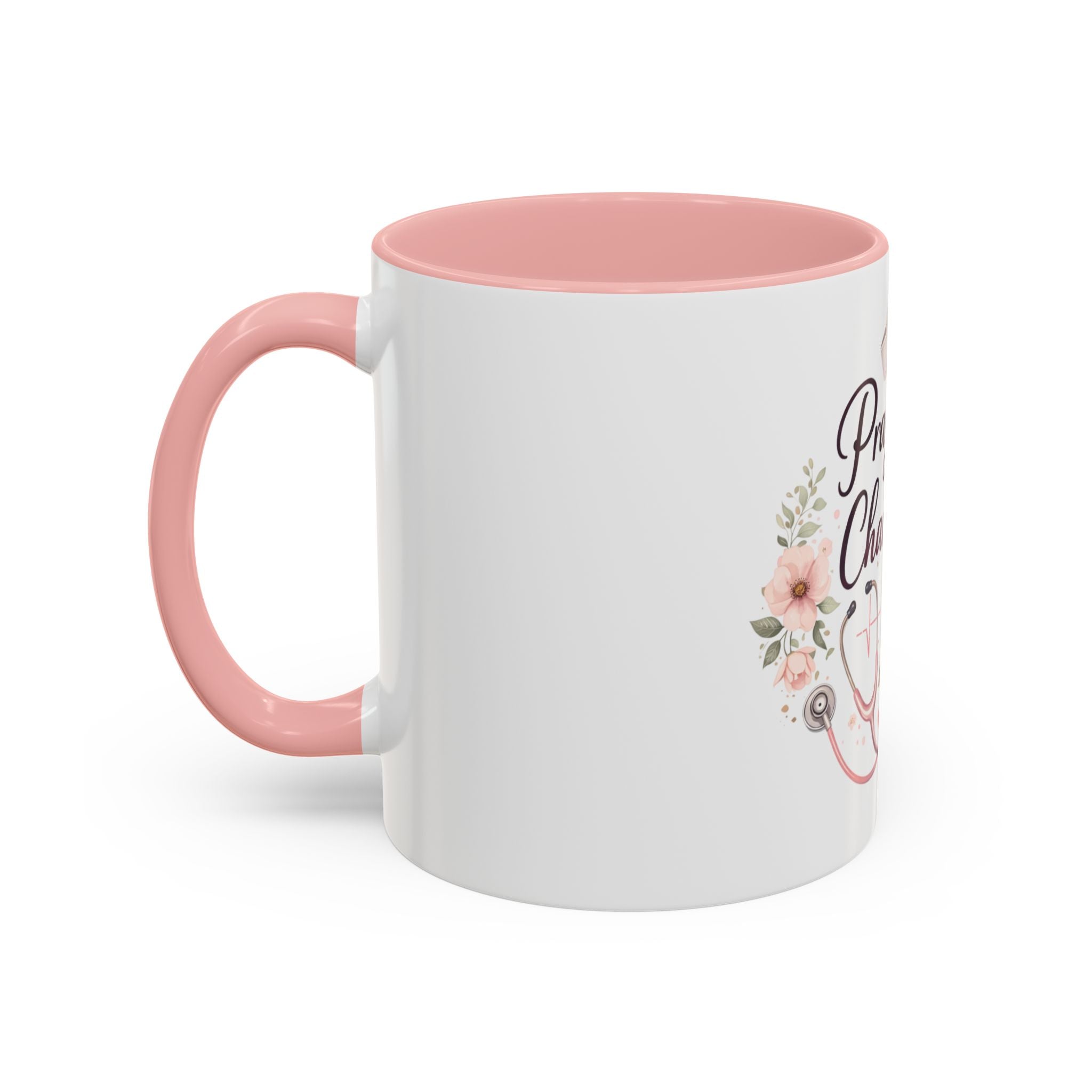 Prayer Nurse Coffee Mug - "Pray First, Chart Later" Floral Accent Mug