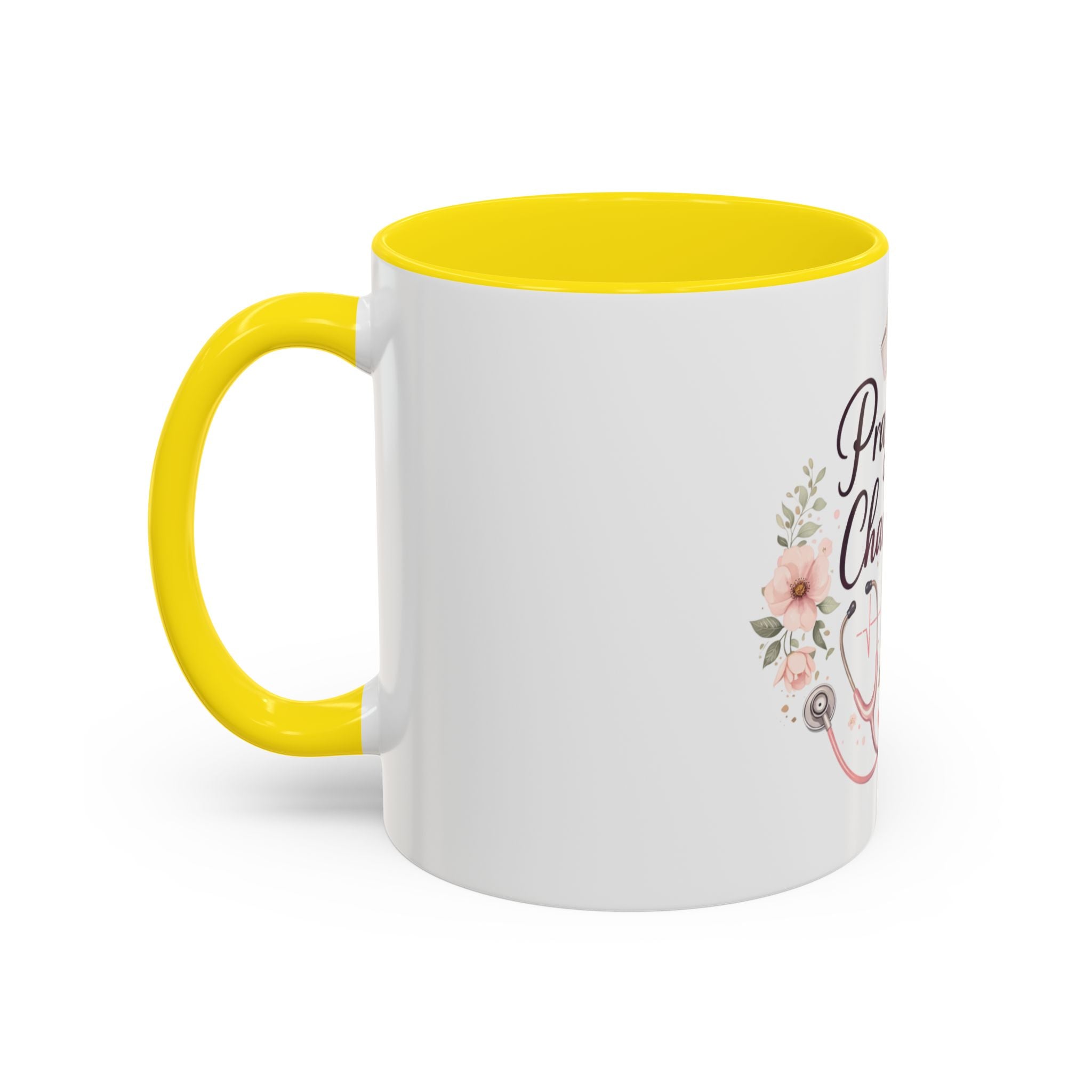 Prayer Nurse Coffee Mug - "Pray First, Chart Later" Floral Accent Mug