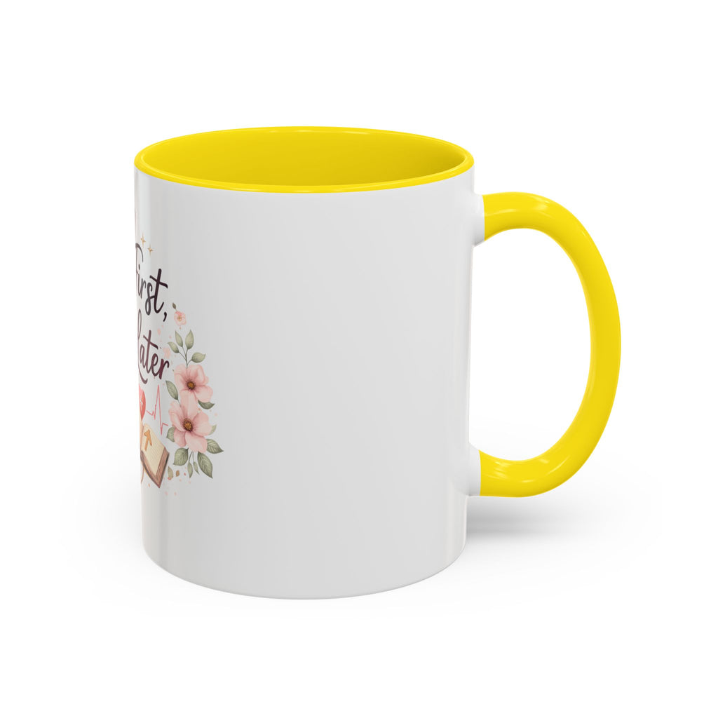 Prayer Nurse Coffee Mug - "Pray First, Chart Later" Floral Accent Mug