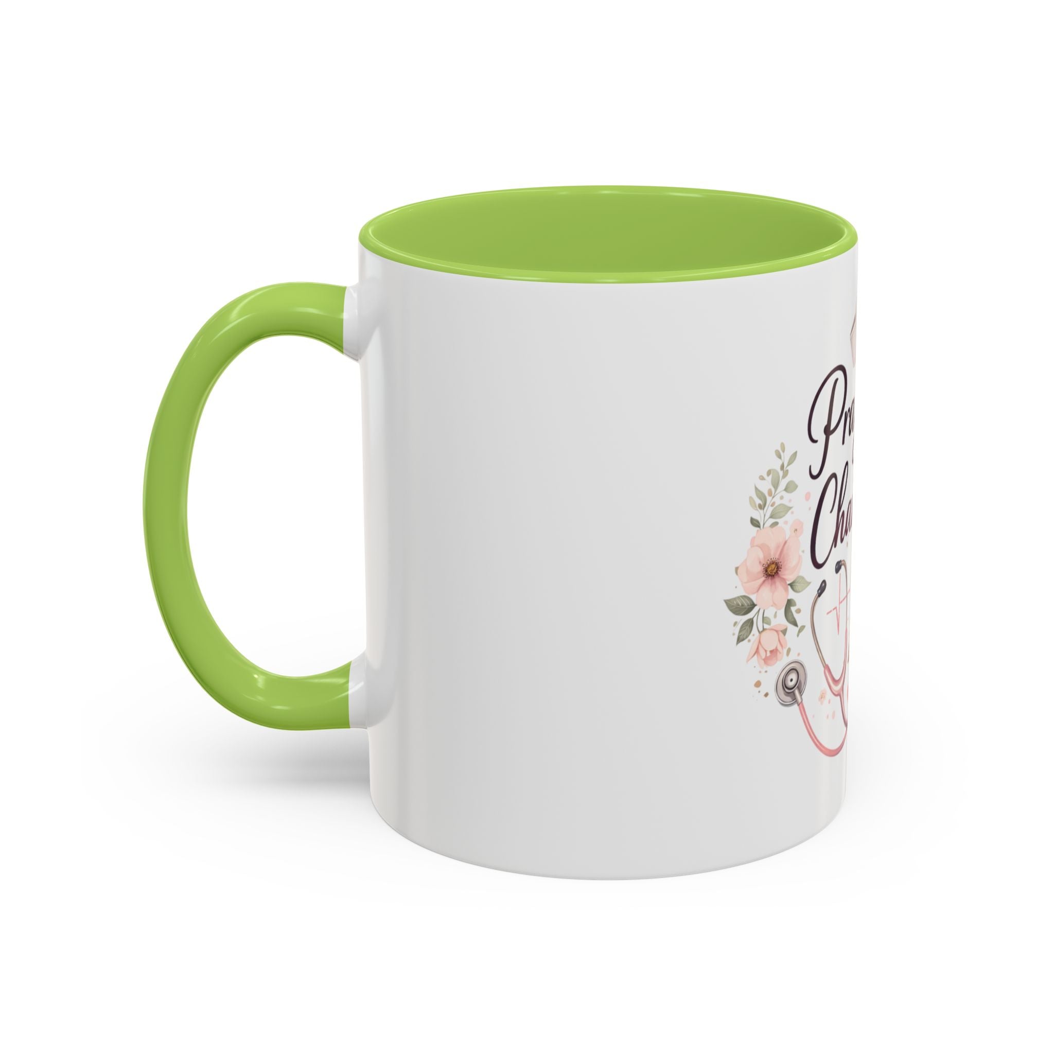 Prayer Nurse Coffee Mug - "Pray First, Chart Later" Floral Accent Mug