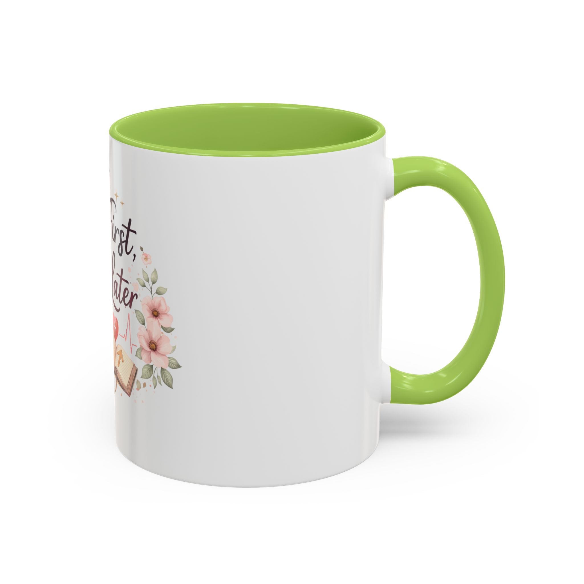 Prayer Nurse Coffee Mug - "Pray First, Chart Later" Floral Accent Mug