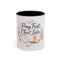 Prayer Nurse Coffee Mug - "Pray First, Chart Later" Floral Accent Mug